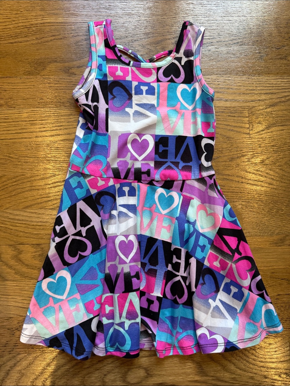 Pixielane Girls' Multicolor 'Love' Print Tank Dress 4T